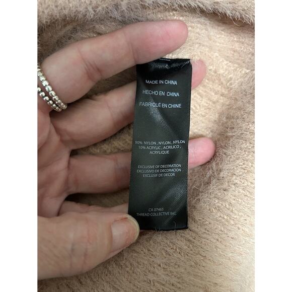 Y2K Bebe Women's Embellished Logo Pink Fuzzy Long Sleeve Sweater - Size M - Picture 5 of 5